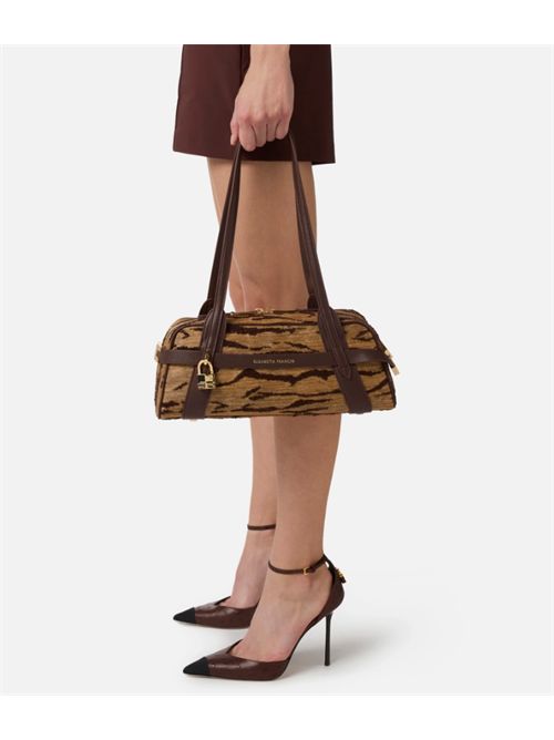 TIGER PRINT TOP HANDLE BAG ELISABETTA FRANCHI | BS11A62E2470 cammello